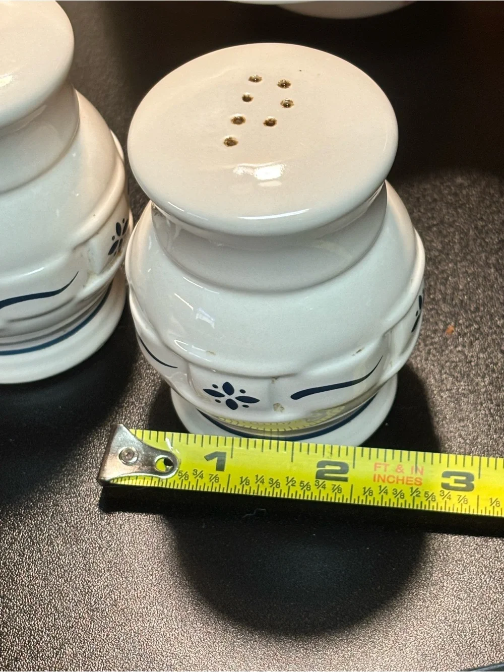 Longaberger Classic White Woven Traditions Salt and Pepper Shakers Set